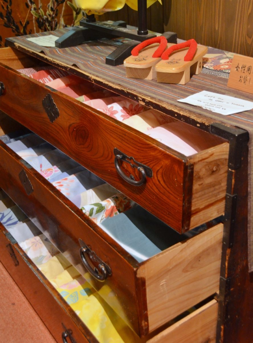 Dresser filled with yukata robes